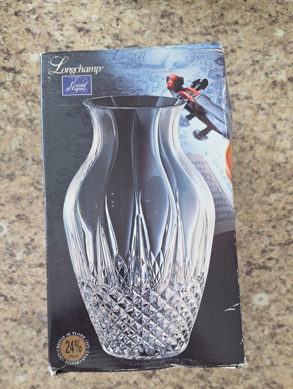Longchamp Cristal d'Arques France 9.75" Vase W/ Original Box